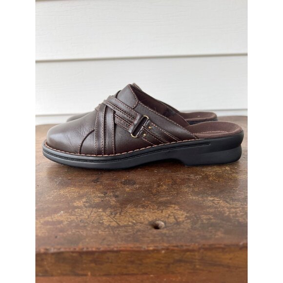 Clarks Brown Leather Womens Slip-On Mules Size 8M - Picture 2 of 5